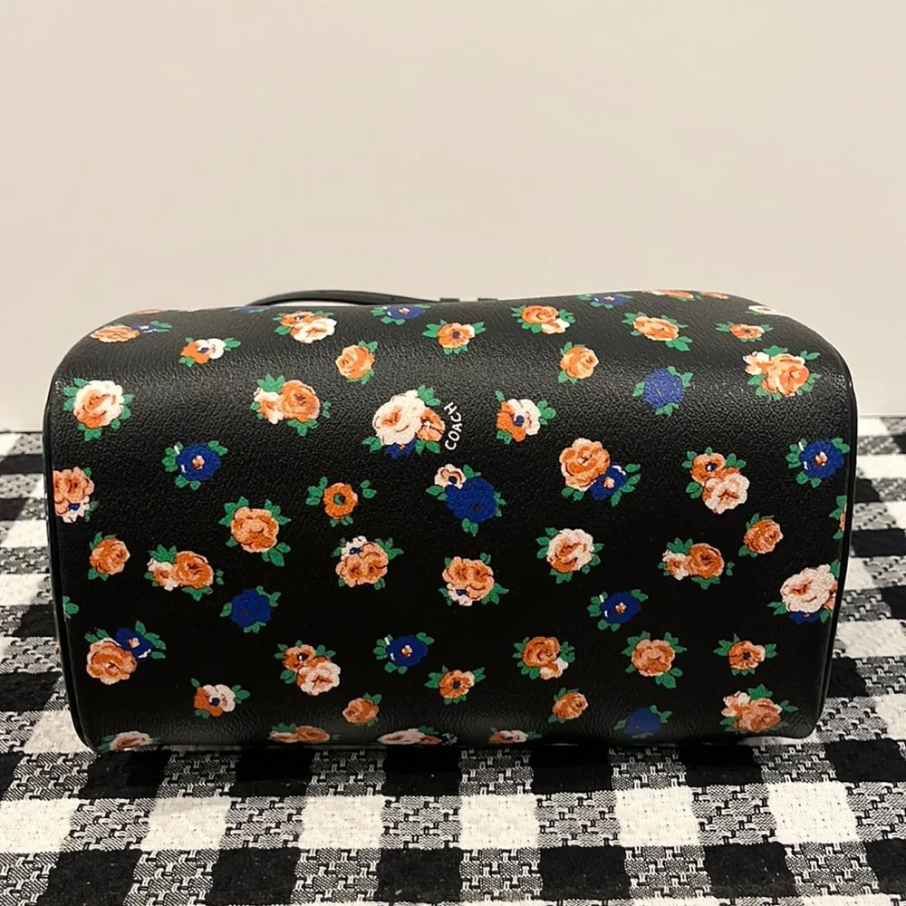 Coach Mini Bennett Black Satchel In Floral Mix Pattern Crossbody Silver Hardware - Picture 10 of 13